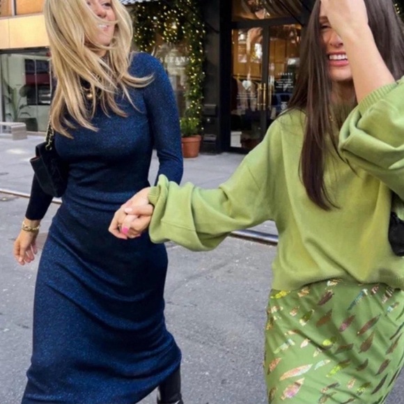 Zara Navy Long Sleeve Dress - Picture 5 of 6